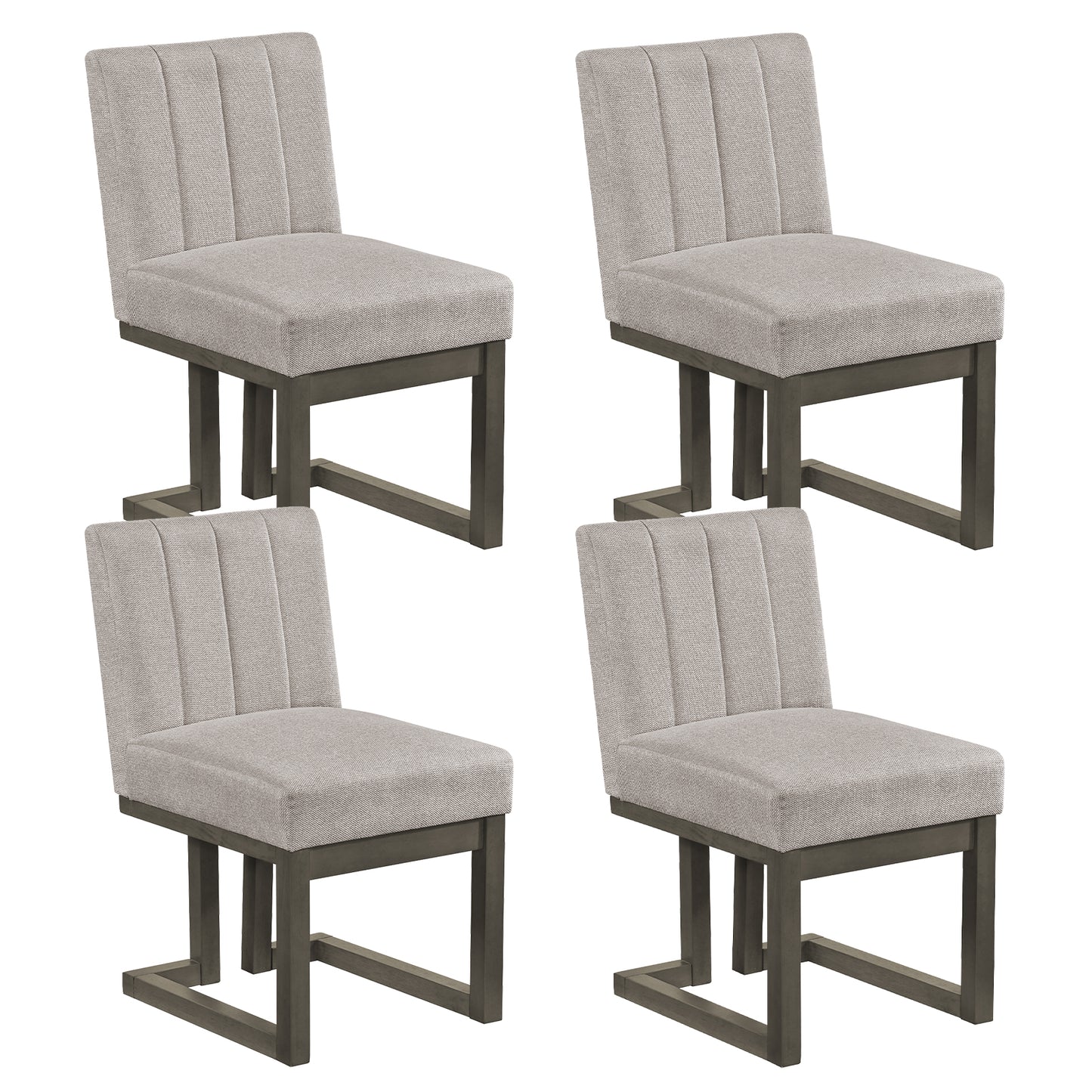 Modern Farmhouse Fabric Dining Chairs Set of 4 with 5.5" Thickened Padded Seat-Gray