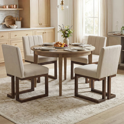 Modern Farmhouse Fabric Dining Chairs Set of 4 with 5.5" Thickened Padded Seat-Gray