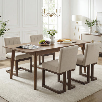 Modern Farmhouse Fabric Dining Chairs Set of 4 with 5.5" Thickened Padded Seat-Gray