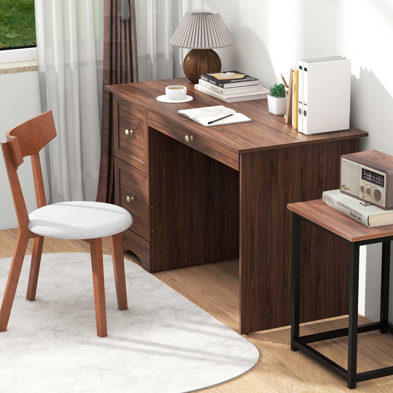 Modern Furniture Set with 2 Dining Chairs Computer Desk and 3 Pieces C ...