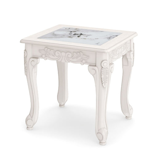 Modern glass coffee table with clear tempered top and rubber wood base in gray, stylish living room furniture by Wilsons Home Store