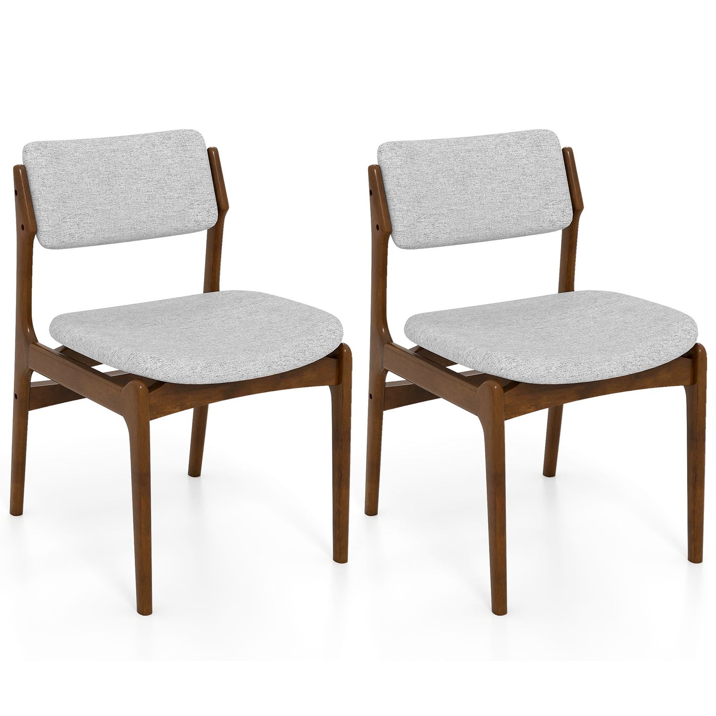 Modern Padded Dining Chairs with Rubber Wood Legs Set of 2-Brown