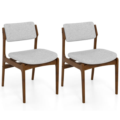 Modern Padded Dining Chairs with Rubber Wood Legs Set of 2-Brown
