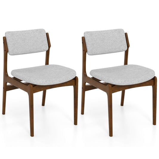 Modern Padded Dining Chairs with Rubber Wood Legs Set of 2-Brown