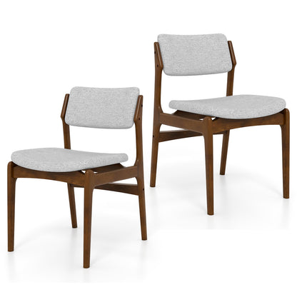 Modern Padded Dining Chairs with Rubber Wood Legs Set of 2-Brown