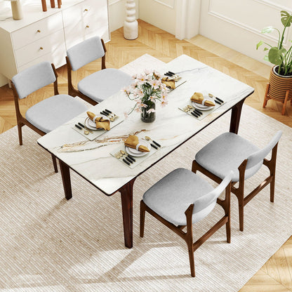 Modern Padded Dining Chairs with Rubber Wood Legs Set of 4-Brown