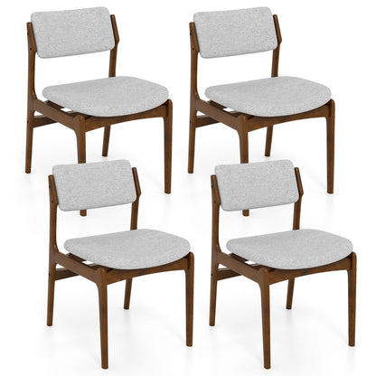 Modern Padded Dining Chairs with Rubber Wood Legs Set of 4-Brown
