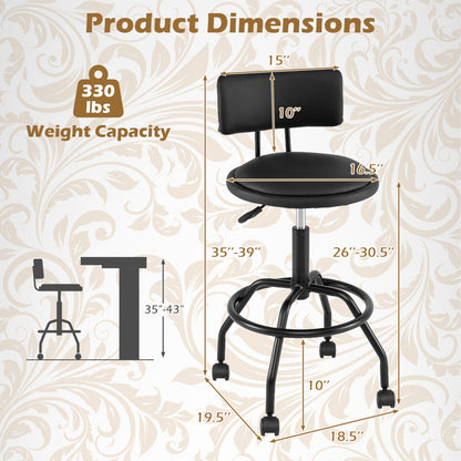 Modern Swivel Height Adjustable Bar Stool with Backrest-Black