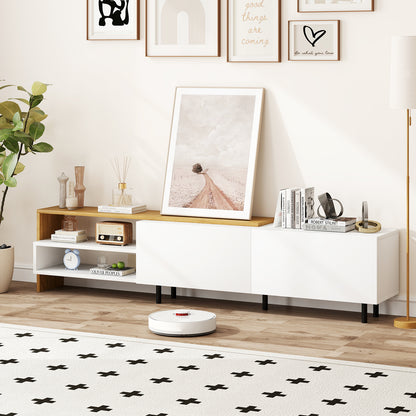 Modern TV Stand for 80 Inches TVs with Storage Shelves and Cabinets-White