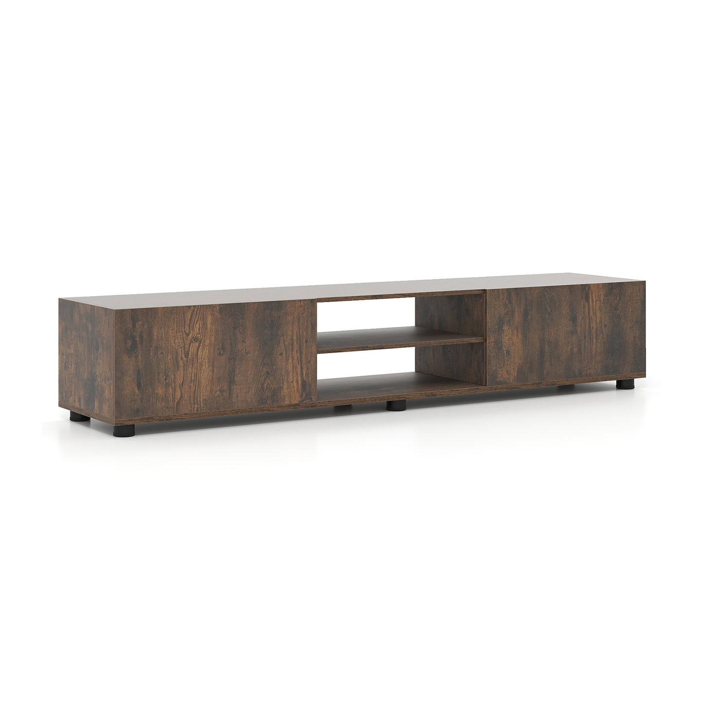 Modern TV Stand for up to 70" TVs Minimalist Entertainment Center with 2 Doors and Open Shelves-Natural