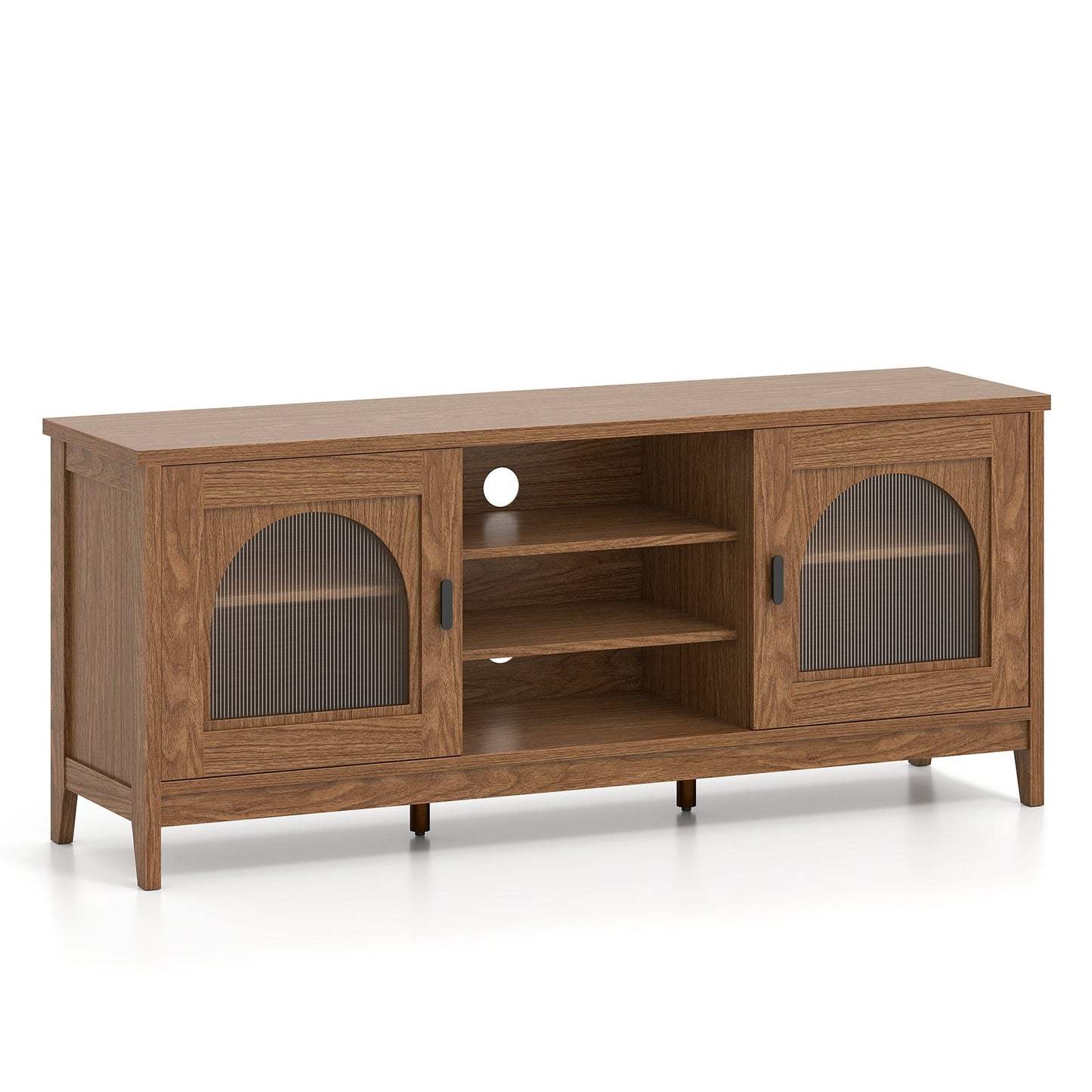 Modern Vintage TV Cabinet with Adjustable Shelves and 2 Cable Holes for TVs up to 65 Inches-Turquoise