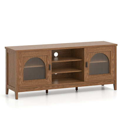 Modern Vintage TV Cabinet with Adjustable Shelves and 2 Cable Holes for TVs up to 65 Inches-Turquoise