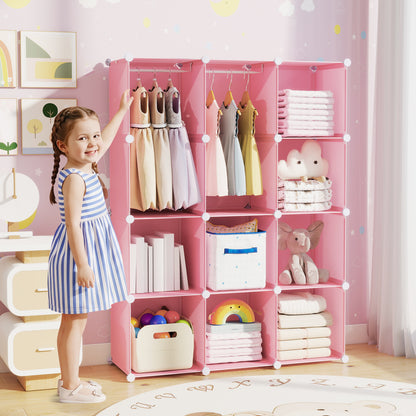 Blue modular baby wardrobe with 10 cubes, hanging rod, and shelves, designed for toddler and kids storage by Wilsons Home Store