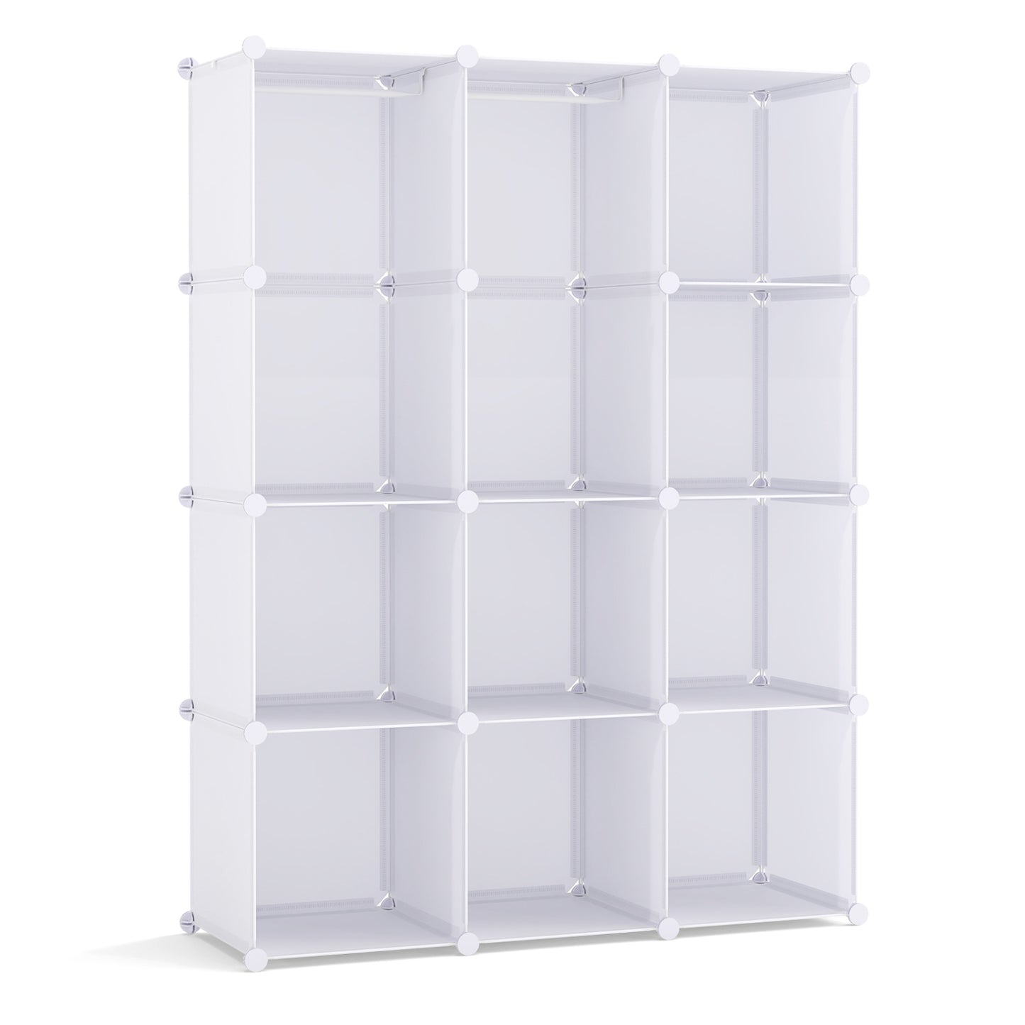 Blue modular baby wardrobe with 10 storage cubes, hanging rod, and shelves, designed for toddler and kids room organization.