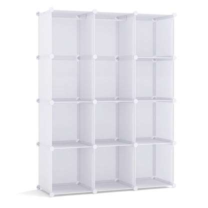 Blue modular baby wardrobe with 10 storage cubes, hanging rod, and shelves, designed for toddler and kids room organization.