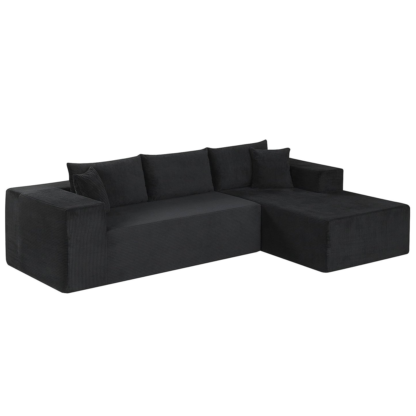 Modular Sectional Sofa Corduroy Upholstered L-shaped Sofa Couch with Deep Seats-Beige