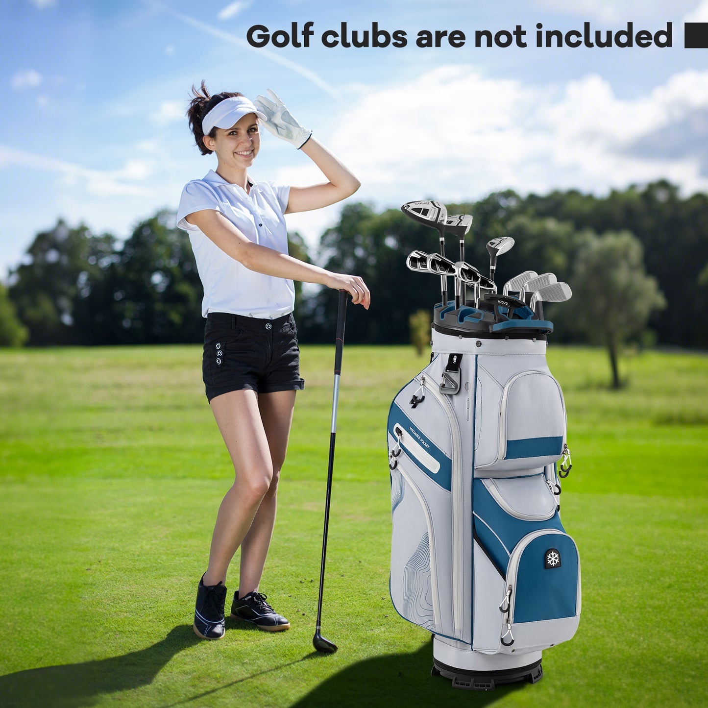 Molded Lock Top Golf Cart Bag with 14-Way Full Length Dividers and 11 Pockets-Gray