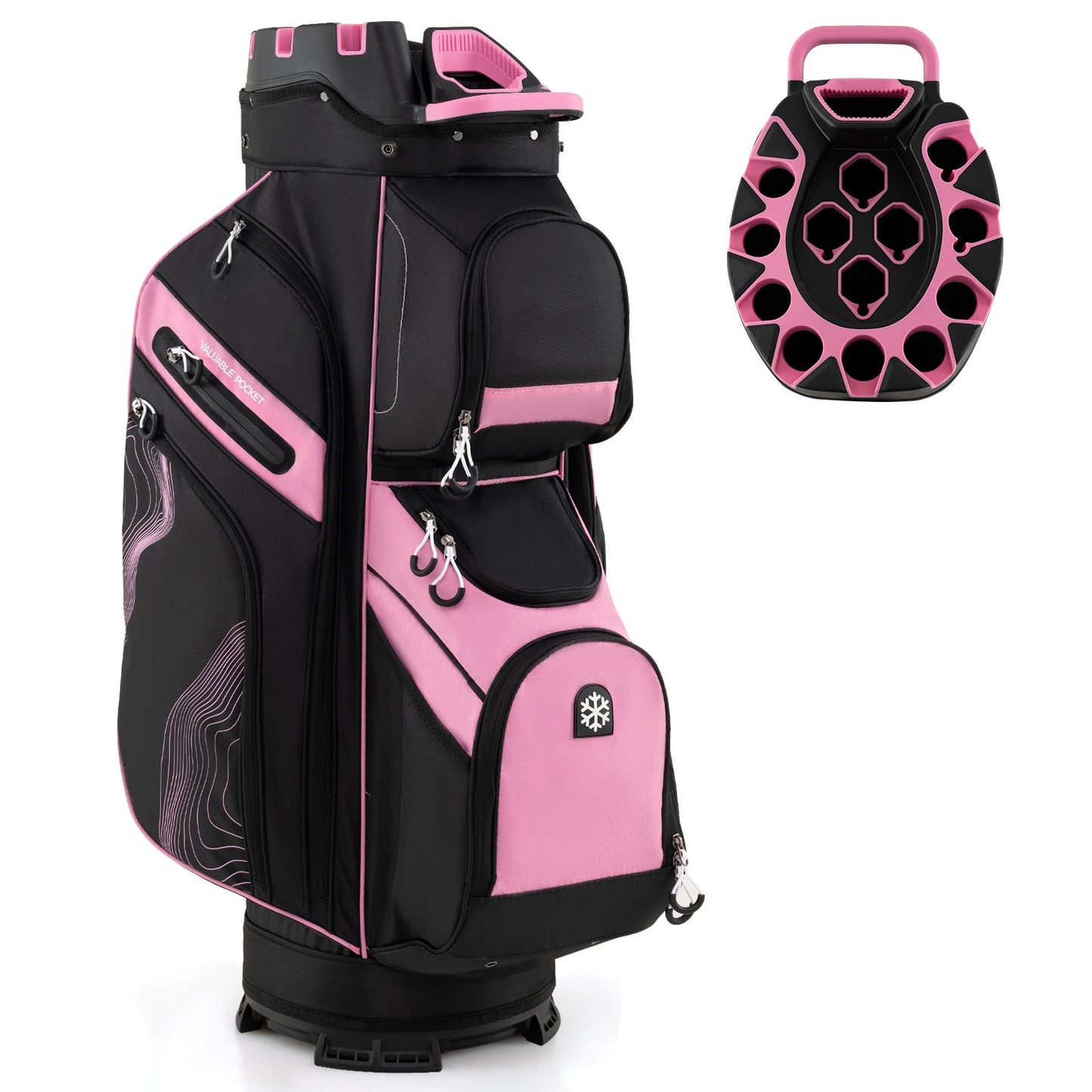 Molded Lock Top Golf Cart Bag with 14-Way Full Length Dividers and 11 Pockets-Gray