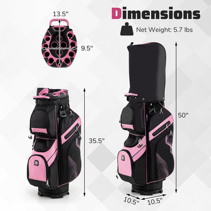 Molded Lock Top Golf Cart Bag with 14-Way Full Length Dividers and 11 Pockets-Gray