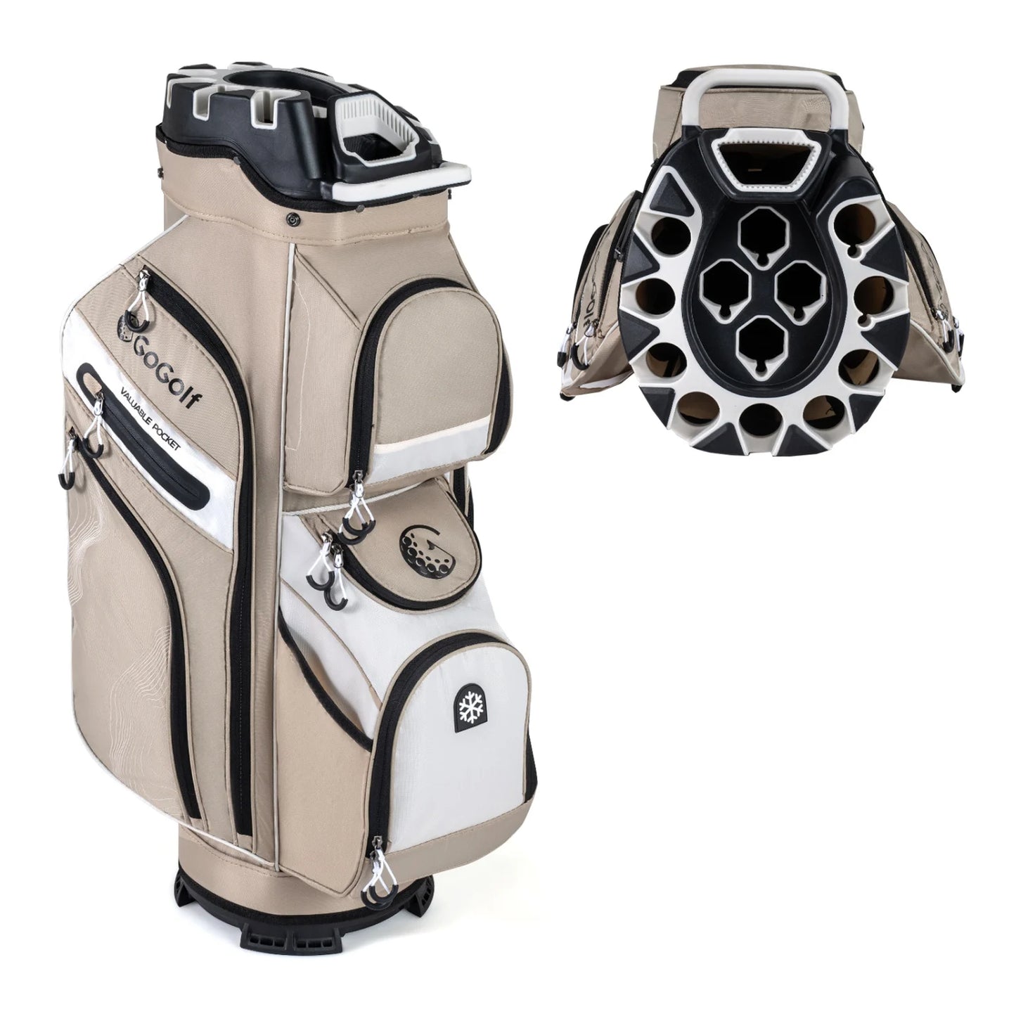 Molded Lock Top Golf Cart Bag with 14-Way Full Length Dividers and 11 Pockets-Green