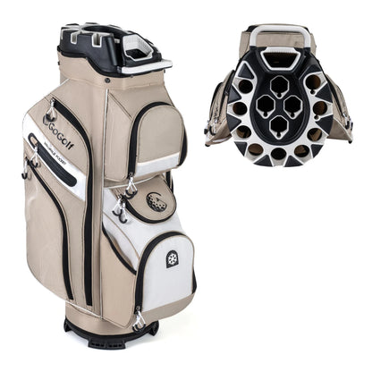 Molded Lock Top Golf Cart Bag with 14-Way Full Length Dividers and 11 Pockets-Green