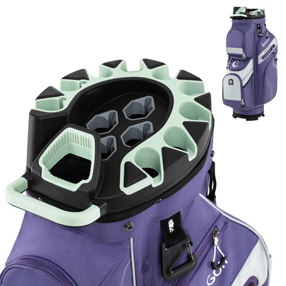 Molded Lock Top Golf Cart Bag with 14-Way Full Length Dividers and 11 Pockets-Green