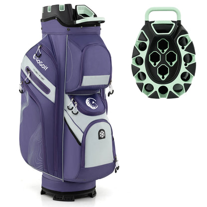 Molded Lock Top Golf Cart Bag with 14-Way Full Length Dividers and 11 Pockets-Green