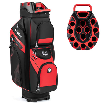 Molded Lock Top Golf Cart Bag with 14-Way Full Length Dividers and 11 Pockets-Green