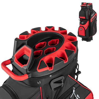 Molded Lock Top Golf Cart Bag with 14-Way Full Length Dividers and 11 Pockets-Green