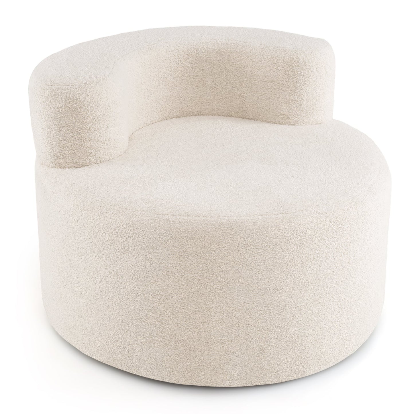Moon-Shaped Floor Single Sofa Chair with Soft Teddy Fleece-Beige