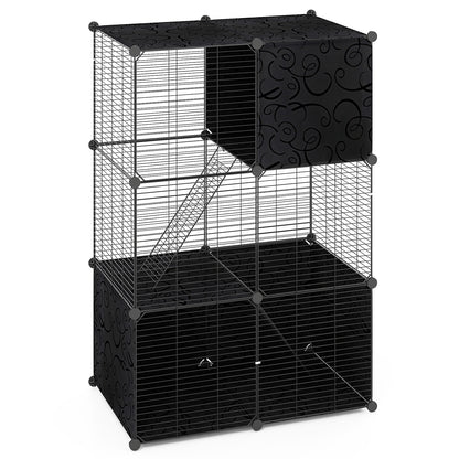 Multi-Level Cat Tower with 2-Door Condo and Hammock-Black