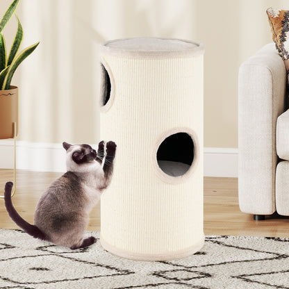 Multi-level Cat House with Sisal Scratching Pad-Beige