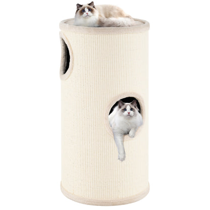 Multi-level Cat House with Sisal Scratching Pad-Beige