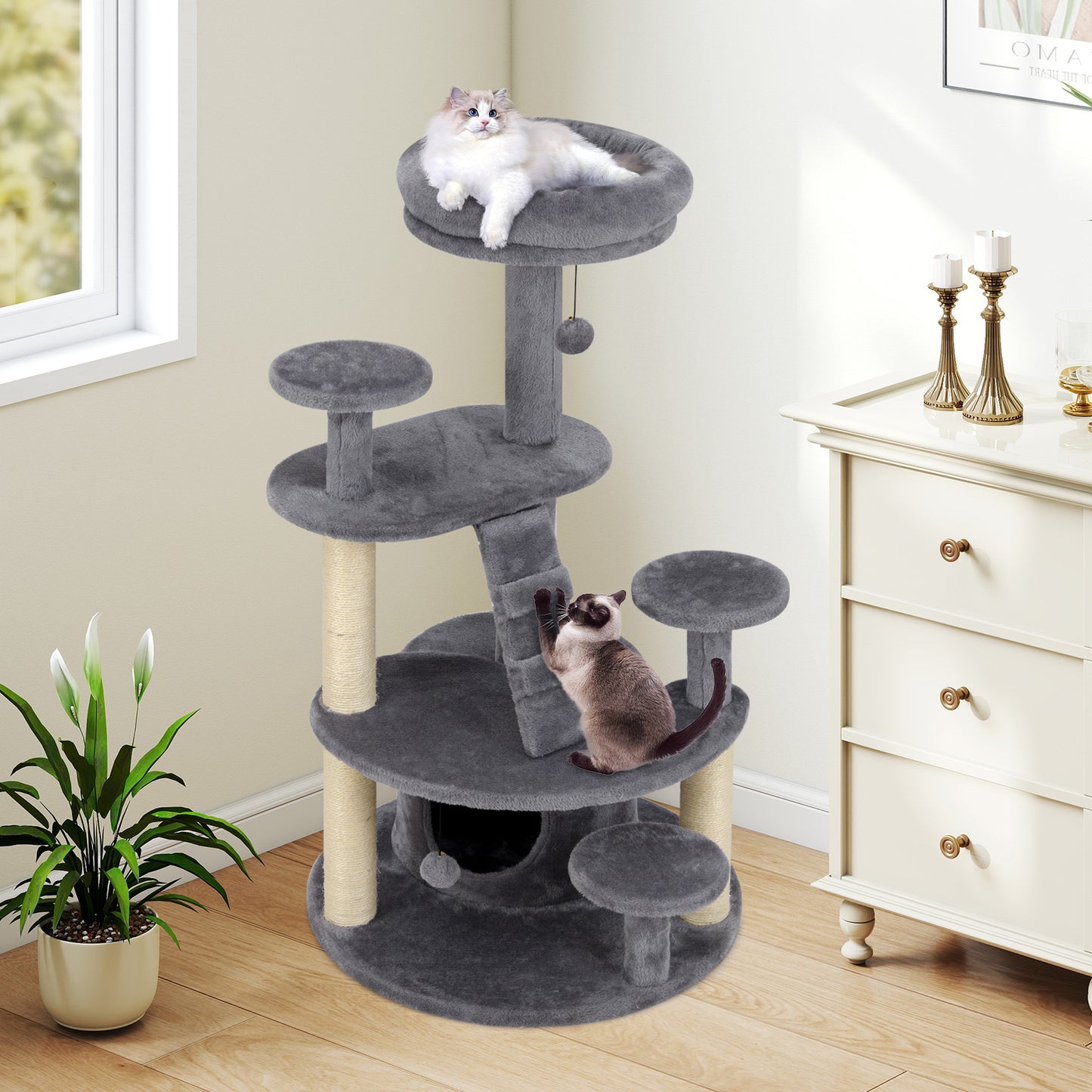 Multi-level Kitty Tower with Condo and Climbing Ladder-GR