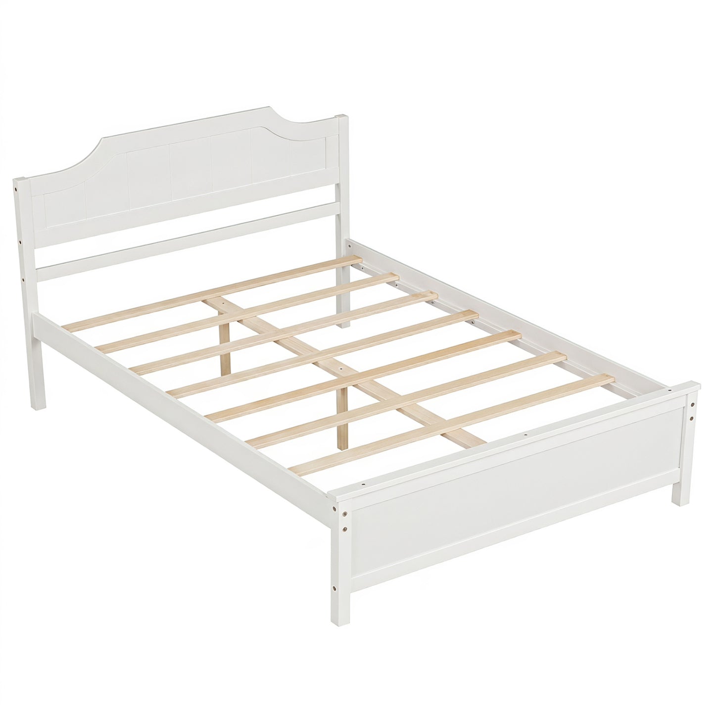 Multiple Size Solid Wood Platform Bed Frame with Headboard in White-King Size