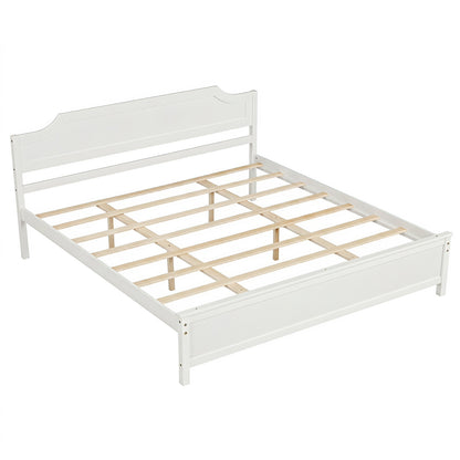 Multiple Size Solid Wood Platform Bed Frame with Headboard in White-King Size