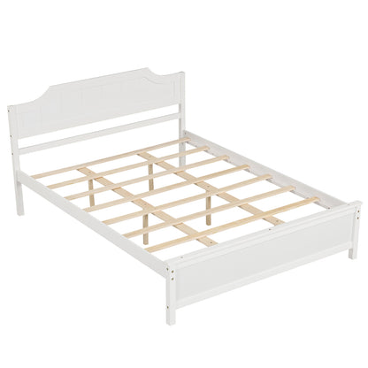 Multiple Size Solid Wood Platform Bed Frame with Headboard in White-King Size