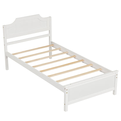 Multiple Size Solid Wood Platform Bed Frame with Headboard in White-King Size