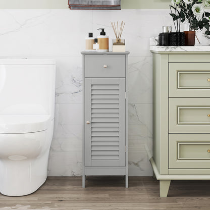 Narrow Bathroom Storage Cabinet with Adjustable Shelf and Drawer-Black