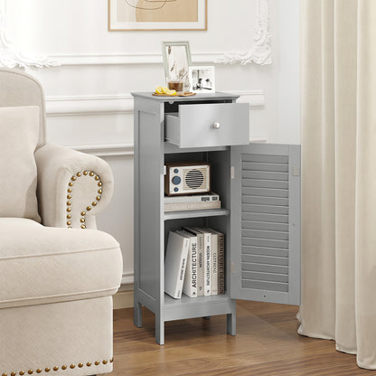 Narrow Bathroom Storage Cabinet with Adjustable Shelf and Drawer-Black