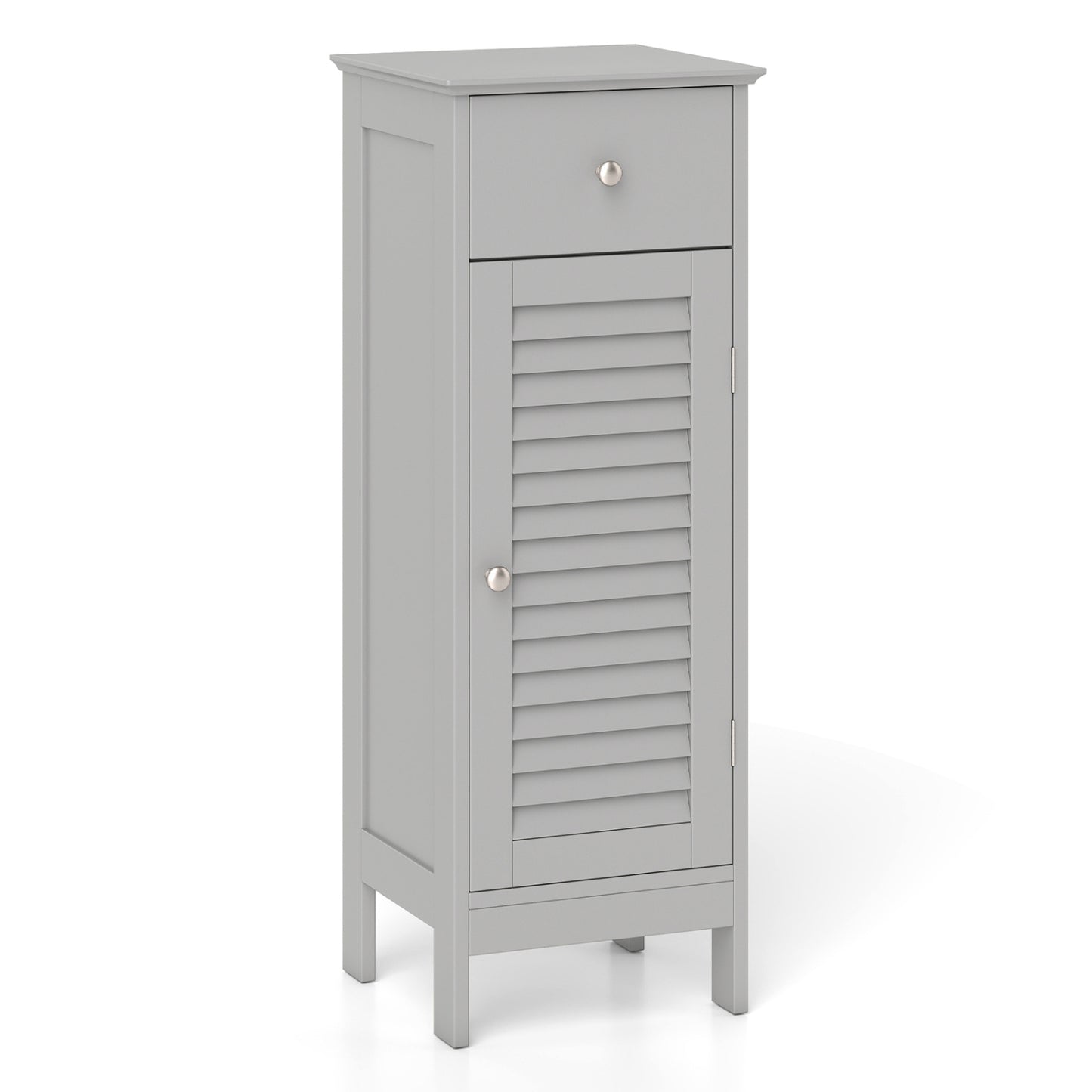 Narrow Bathroom Storage Cabinet with Adjustable Shelf and Drawer-Black