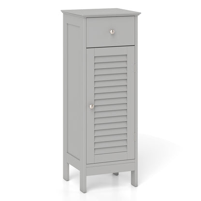 Narrow Bathroom Storage Cabinet with Adjustable Shelf and Drawer-Black