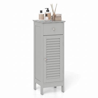 Narrow Bathroom Storage Cabinet with Adjustable Shelf and Drawer-Black