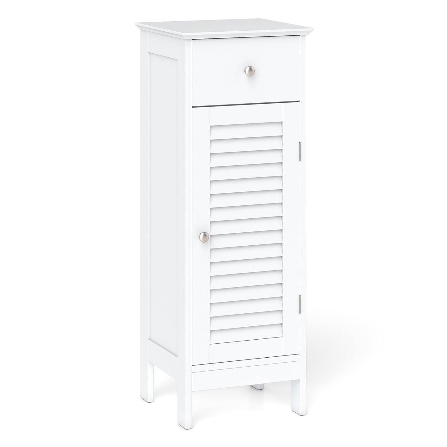 Narrow Bathroom Storage Cabinet with Adjustable Shelf and Drawer-Black