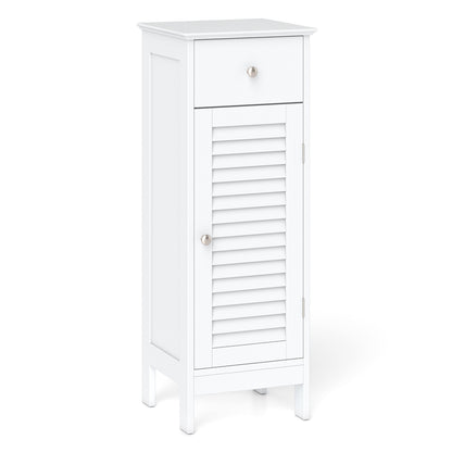 Narrow Bathroom Storage Cabinet with Adjustable Shelf and Drawer-Black