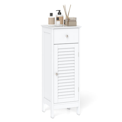 Narrow Bathroom Storage Cabinet with Adjustable Shelf and Drawer-Black