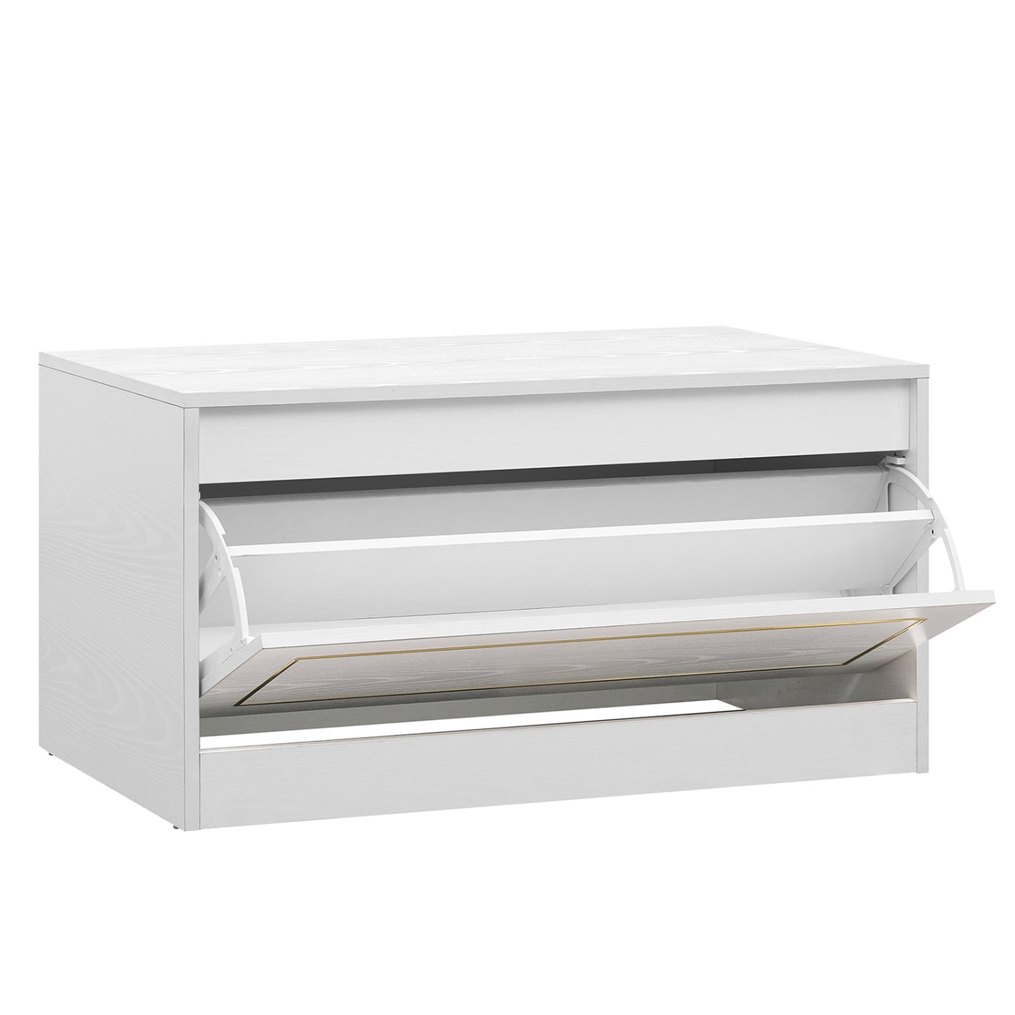 Narrow Shoe Cabinet with 1 Flip Drawer and Adjustable Shelf for Hallway-White