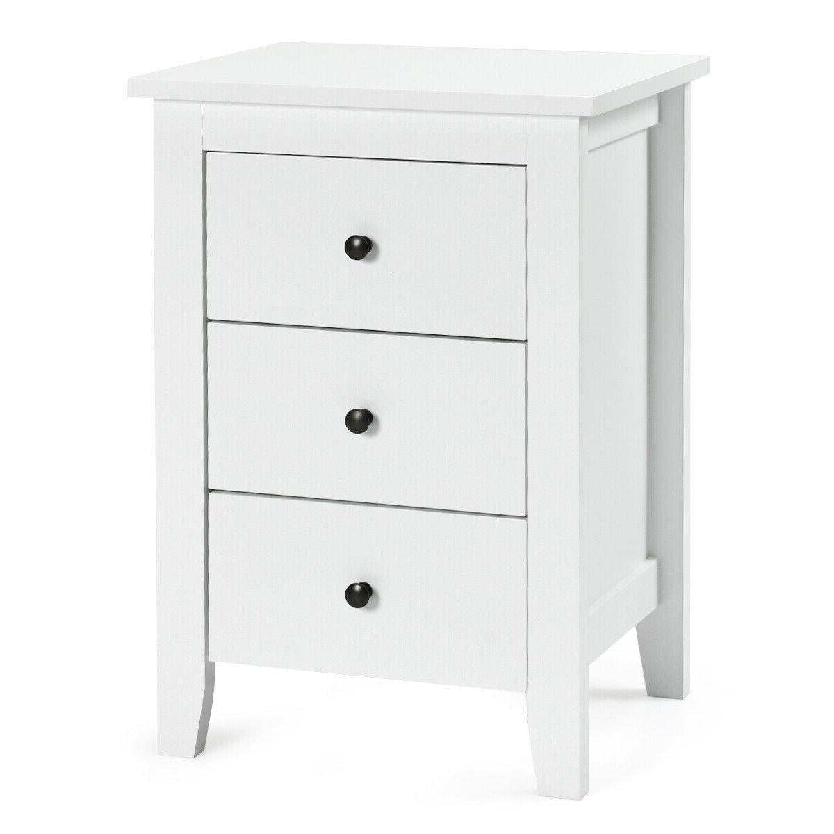 Nightstand End Beside Table Drawers Modern Storage Bedroom Furniture-Black