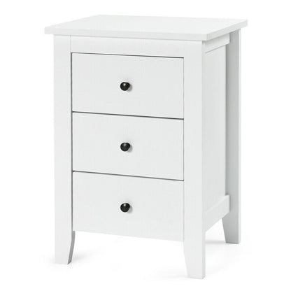 Nightstand End Beside Table Drawers Modern Storage Bedroom Furniture-Black