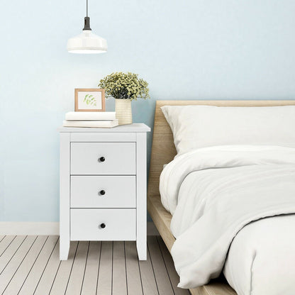 Nightstand End Beside Table Drawers Modern Storage Bedroom Furniture-Black